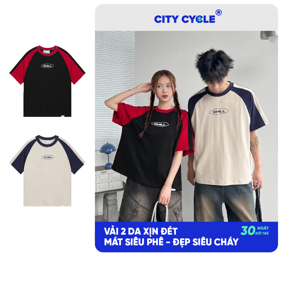  Áo thun nam nữ cộc phông mùa hè Local Brand Chính Hãng City Cycle Áo thun Chill Phết 