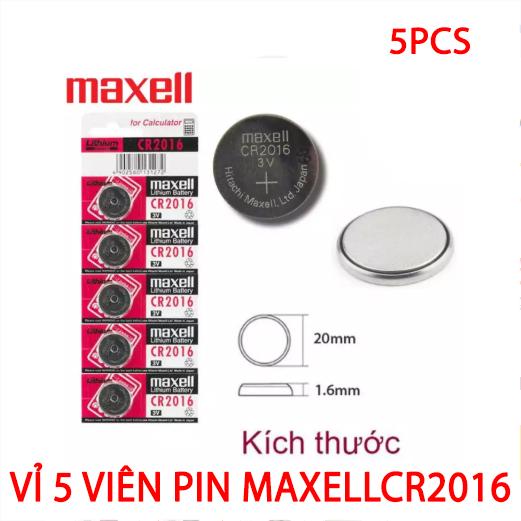 Vỉ 5 viên pin cmos maxell lithium 3v cr2016,