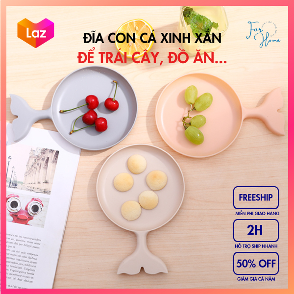 Đĩa Đựng Đồ Ăn, Trái Cây, Đĩa Decor Bằng Lúa Mạch Hình Đuôi Cá An Toàn Sức Khỏe