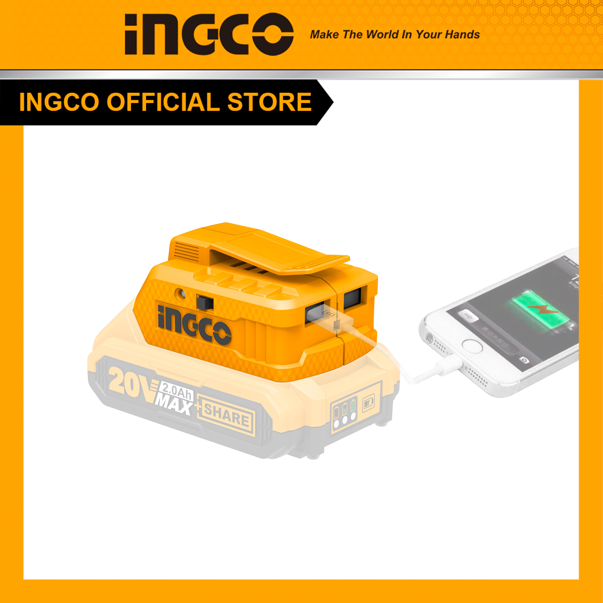Thiết bị sạc cổng usb 20v ingco cucli2001