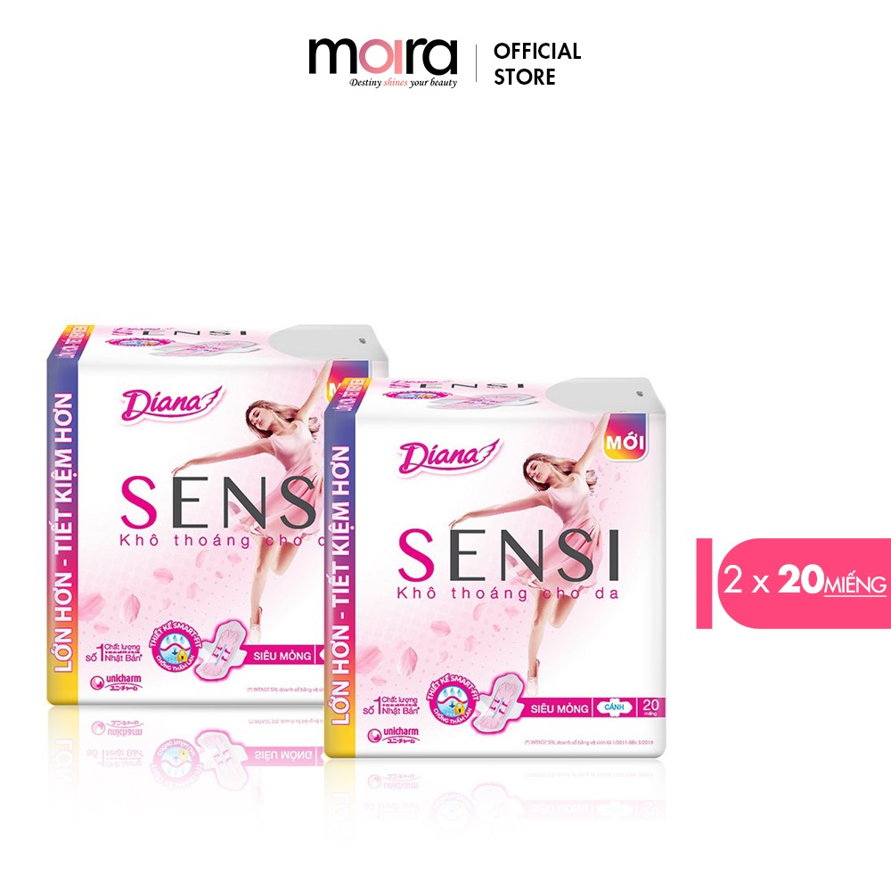 Bộ 2 Băng vệ sinh Diana SENSI Siêu Mỏng Cánh 20 - 1908