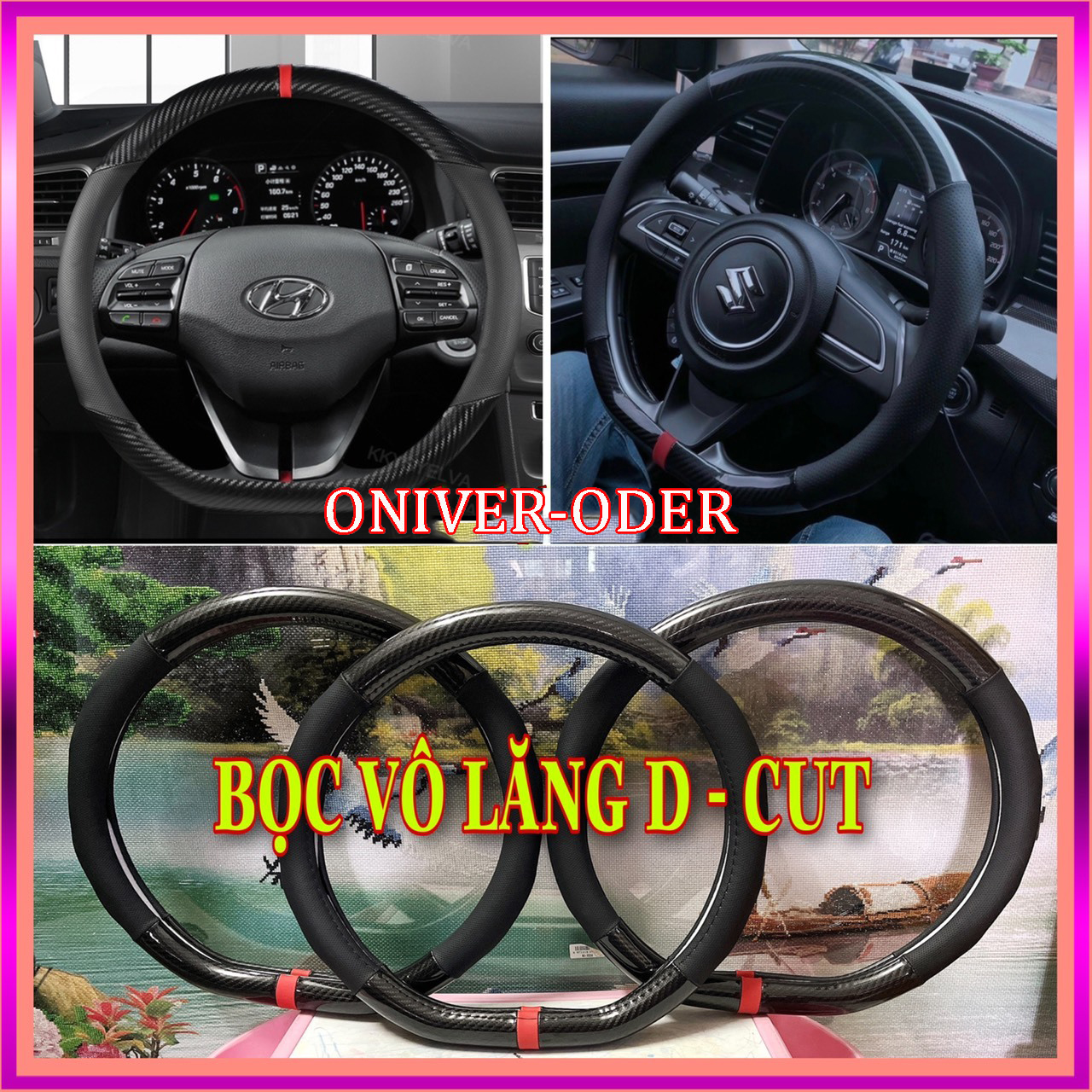 Bọc vô lăng ô tô D Cut - Bọc vô lăng xe Kia Seltos, Suzuki XL7, Suzuki Ertiga, Suzuki Swift, Elantra Sport, Volkswagen