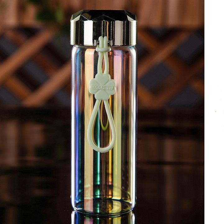 Bình nước thủy tinh chịu nhiệt ánh gương 380ml