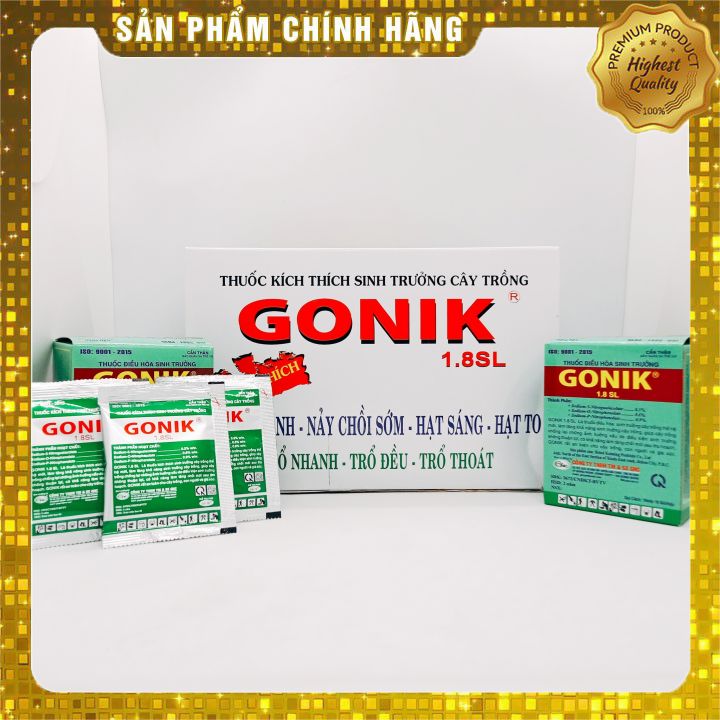 Combo 10 Thuoc điều hòa sinh trưởng GONIK 1.8 SL gói Giúp ra rễ mạnh, nảy chồi sớm, trổ thoát nhanh và đều, hạt sáng, hạt to