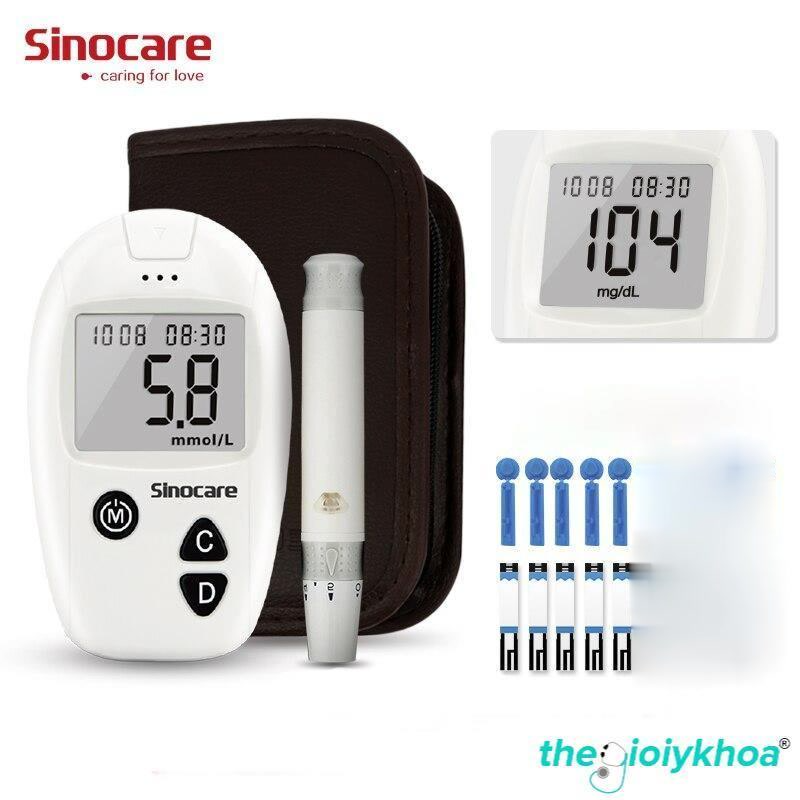 Máy đo đường huyết Safe Accu Sinocare Công nghệ Đức (Kèm 5 que 5 kim dùng thử)