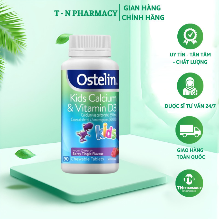 Viên Uống Bổ Sung Vitamin D Và Canxi Vitamin D & Calcium Ostelin Kids Cho