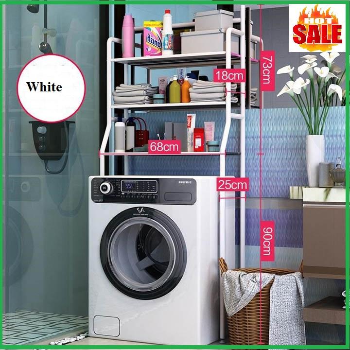 Kệ để đồ trên máy giặt khung thép sơn tĩnh điện kt 163x68x25cm- Kệ sau máy giặt tiện dụng- kệ để dụng cụ máy giặt
