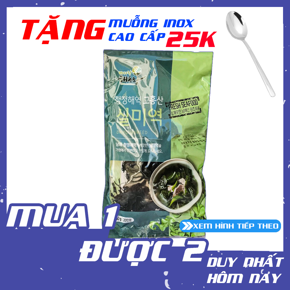MUA 1 ĐƯỢC 2, Rong biển khô nấu canh hàn quốc K-Food 50g, lá rong biển khô ăn liền, tảo biển sấy khô, rong biển sợi, nguyên liệu nấu canh Hàn