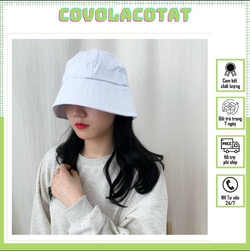 Mũ bucket tai bèo vành nón cụp, thiết kế trơn phong cách Ulzzang Unisex-covolacotat