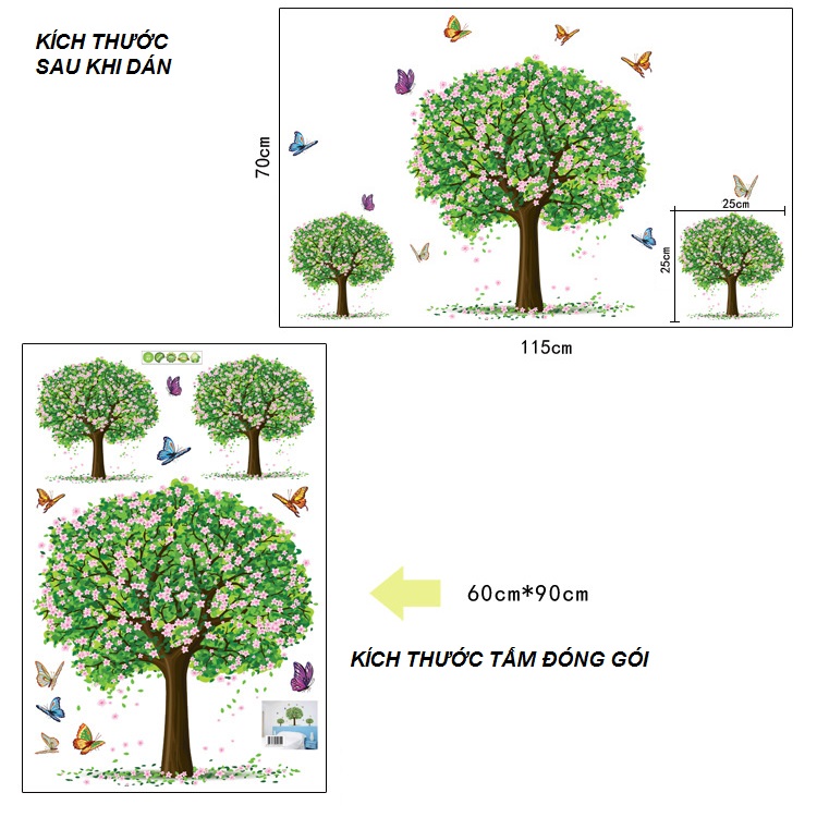 Decal dán tường trang trí phòng ngủ phòng khách Cây xanh đẹp rẻ HCM DCX053 Decal Amyshop