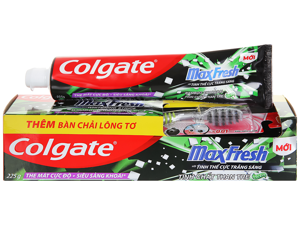 Bộ bàn chải đánh răng và kem đánh răng Colgate MaxFresh tinh chất than tre