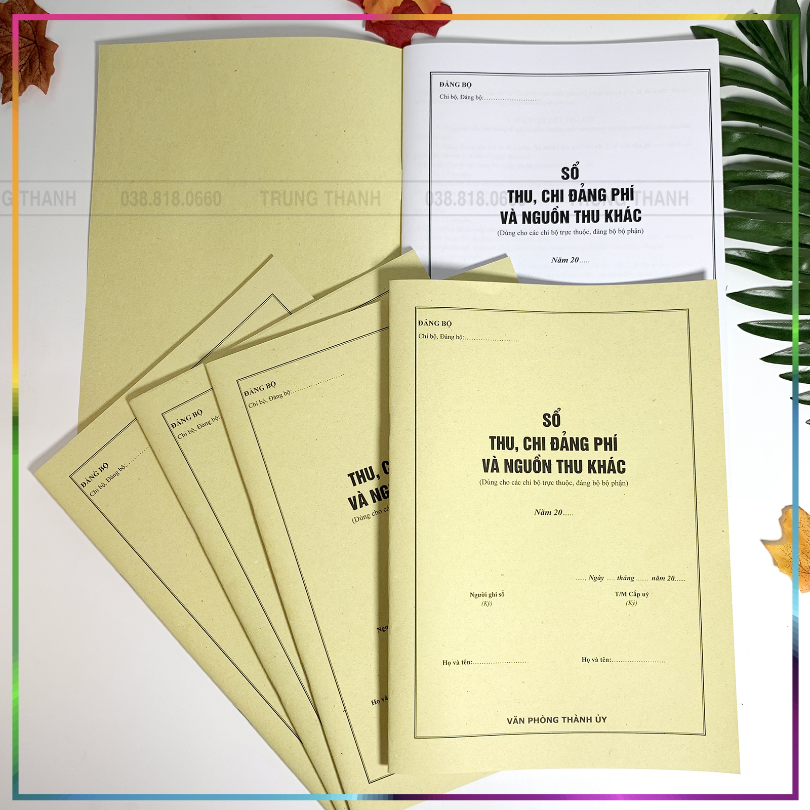 Combo 5 quyển Sổ Thu, Chi Đảng phí và Nguồn thu khác, Văn phòng Thành Ủy