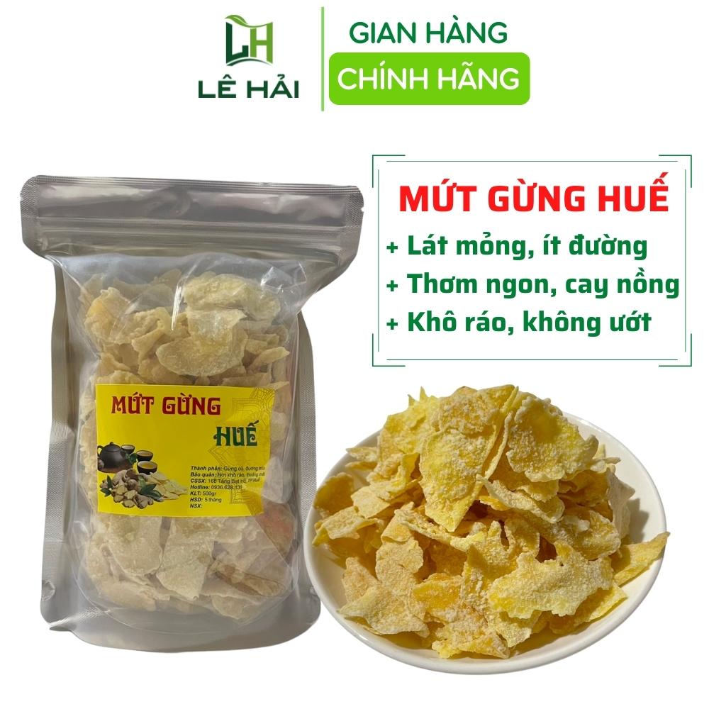 Mứt gừng huế 1kg nhà Lê Hải làm thủ công, thái lát mỏng, vừa đường, cay nồng, thơm ngon chuẩn Huế, đảm bảo atvstp
