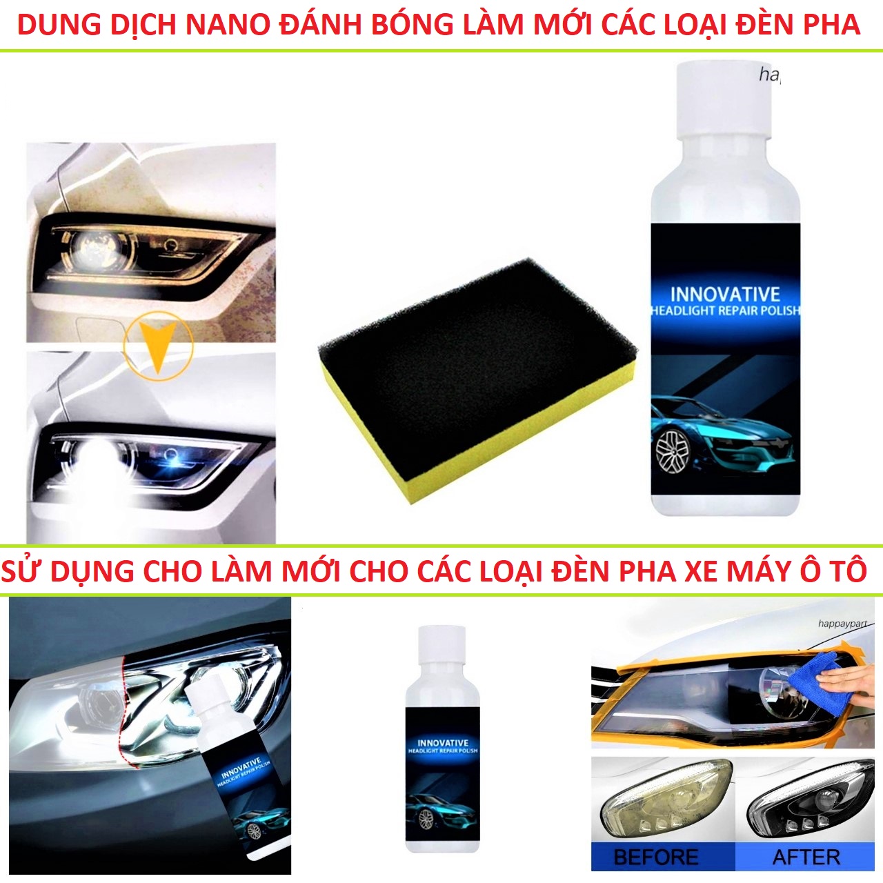 SÁP ĐÁNH BÓNG PHỤ HỒI ĐÈN PHA Ô TÔ XE MÁY NHƯ MỚI LOẠI TỐT , DUNG DỊCH PHỤC HỒI CHÓA ĐÈN PHA Ô TÔ XE MÁY , DỤNG DỊCH TẨY Ố MỐC ĐÈN PHA XE MÁY Ô TÔ SIÊU NHANH NHƯ MỚI, PHỤ KIỆN Ô TÔ , PHỤ KIỆN XE MÁY