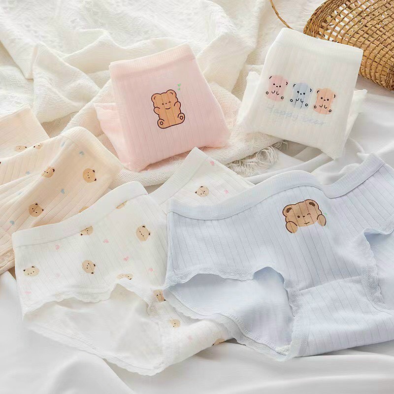 Combo 05 quần lót nữ cotton gấu cute cao cấp dễ thương - quần chip nữ dễ thương, thích hợp các nàng 45-55kg