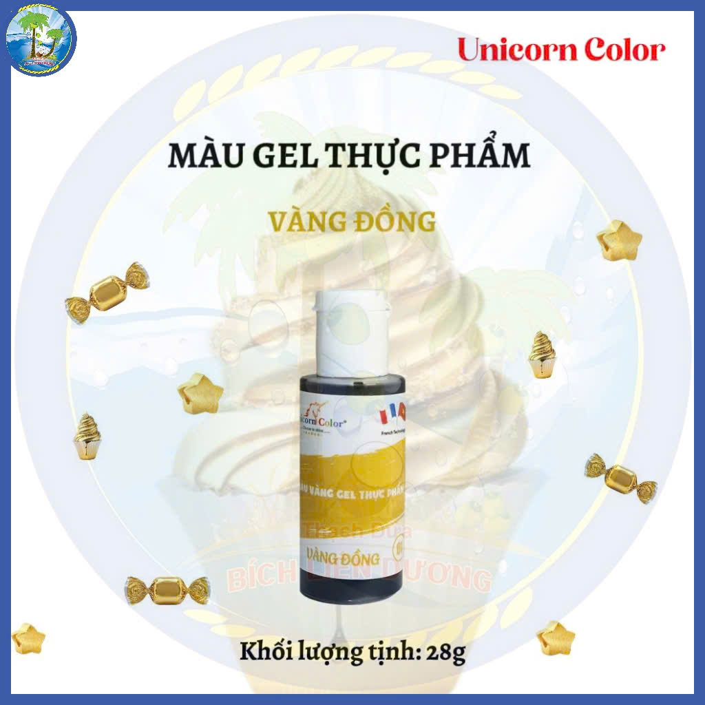 [Chai 28g] Màu vàng đồng_Màu gel thực phẩm Unicorn Color