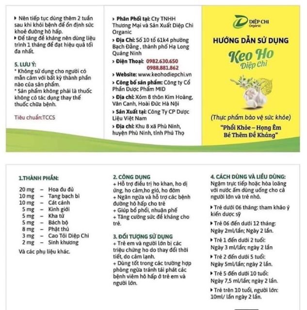 Keo ho Diệp Chi hết ho tan đờm + tặng dầu tràm