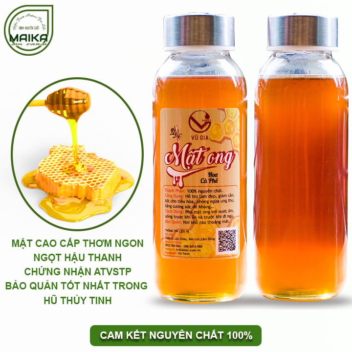 Mật Ong Hoa Cà Phê Nguyên Chất MK Farm 420g - Tăng cường đề kháng, hỗ trợ làm đẹp dưỡng da - Đã được kiểm nghiệm y tế