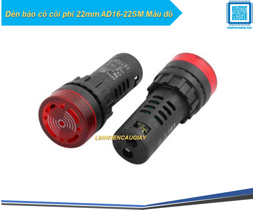 Đèn báo có còi phi 22mm ad16-22sm màu đỏ