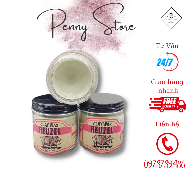 Sáp vuốt tóc nam thủy tinh lợn hồng mới nhất reuzel clay wax