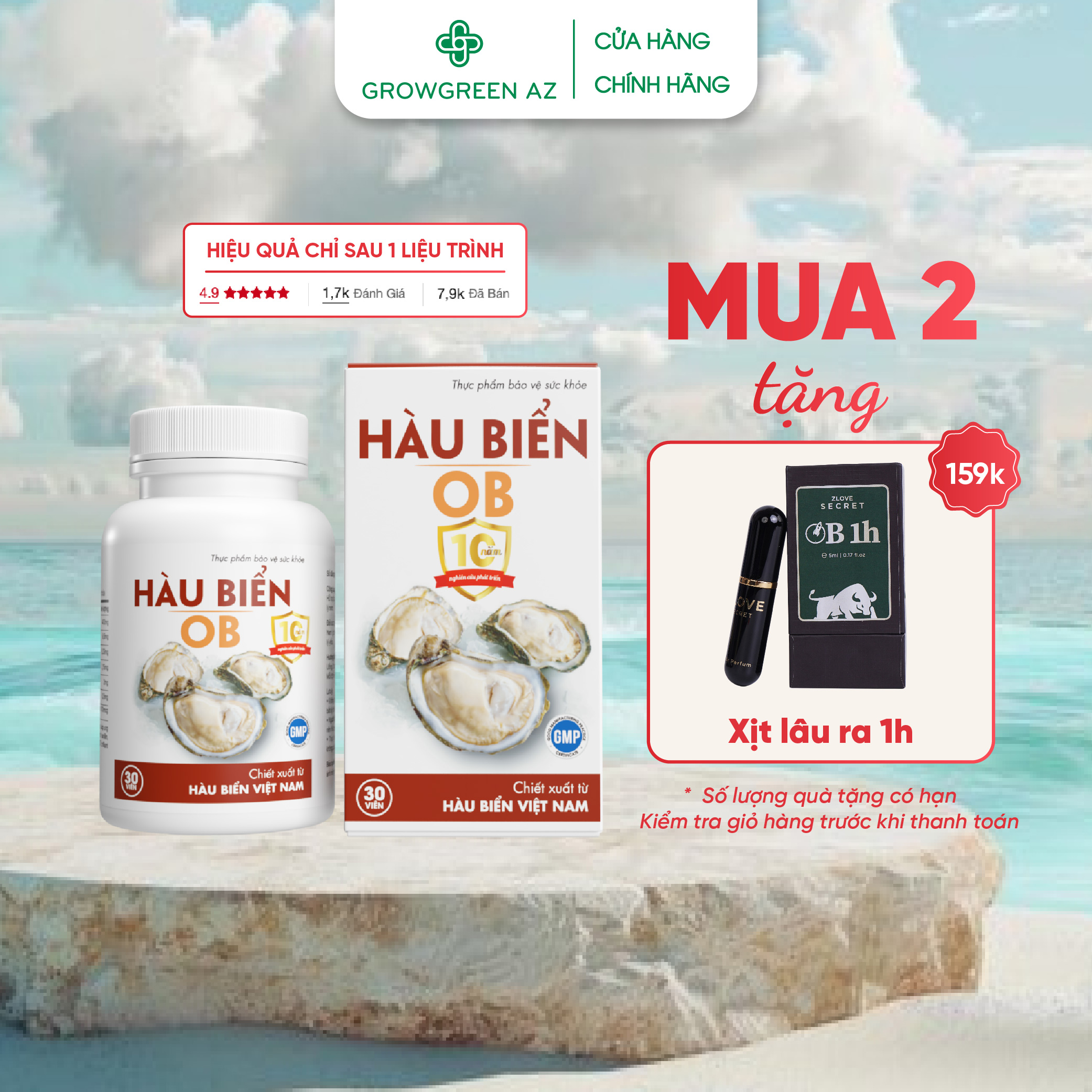 Tinh chất hàu biển 0b tăng cường sinh lí nam, kéo dài thời gian quan hệ, Giảm Xuất Tinh Sớm ( Hộp 30 viên )