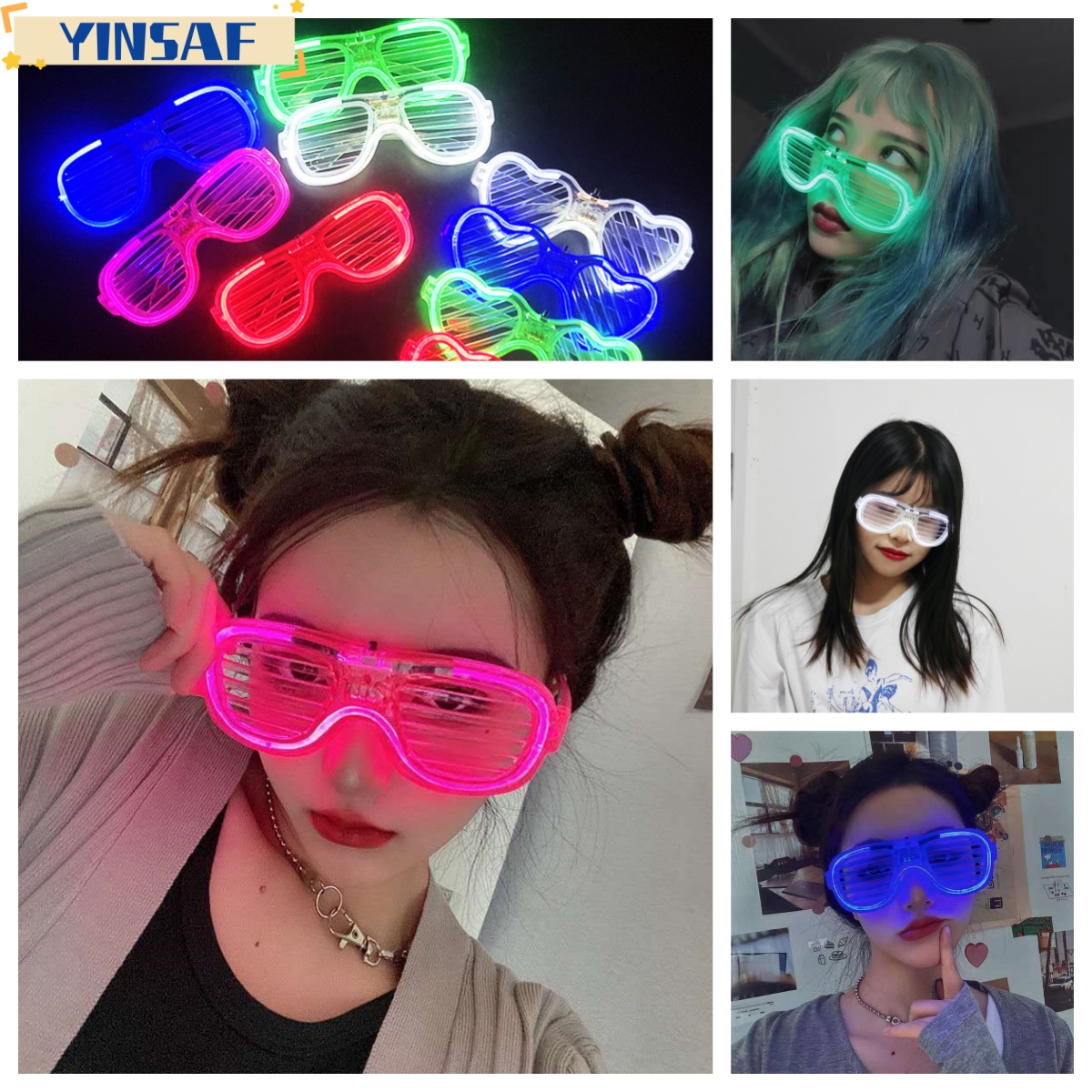 🌸Blind Led Glowing Glasses Prom Kính huỳnh quang Ánh sáng lạnh Ktv Bar Sự kiện cung cấp YINSAF🌸