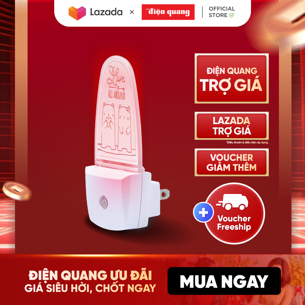 Đèn ngủ cảm biến LED Điện Quang ĐQ LNL10 R (Cảm biến quang, đỏ)