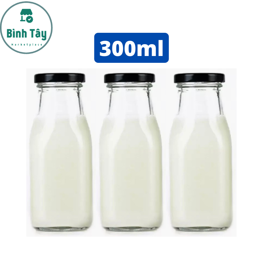 3 chai thủy tinh chứa sữa 300ml bt-s030