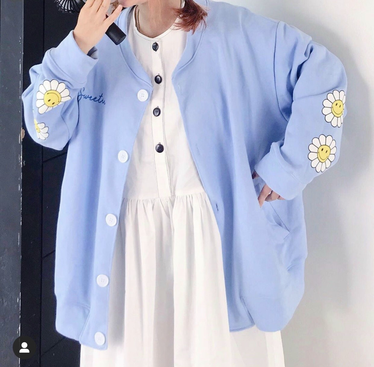 [HCM][Freeship] áo khoác cardigan nữ form rộng in hoa ở tay sweetie