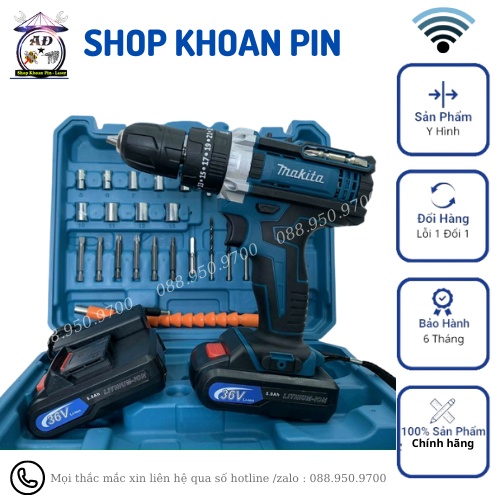 Máy khoan pin mkt 36v – 3 chức năng – tặng bộ phụ kiện 24 chi tiết – máy khoan bắn vít cầm tay