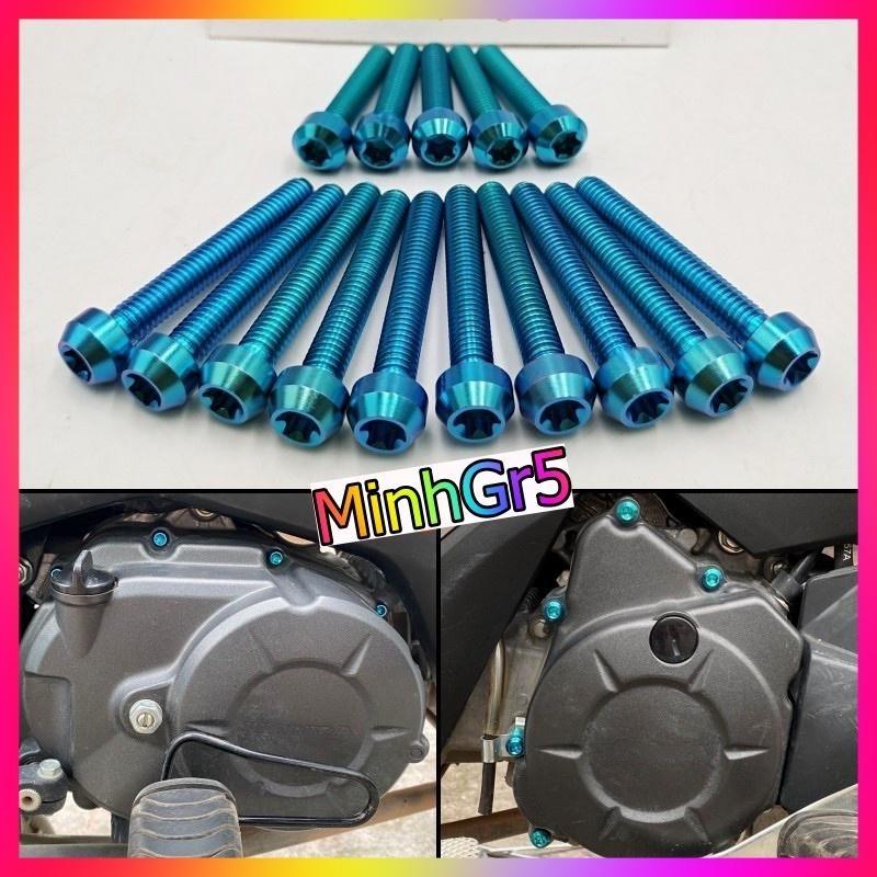 Ốc 6li 6ly trụ titan gr5 gắn lốc máy xanh lục bảo