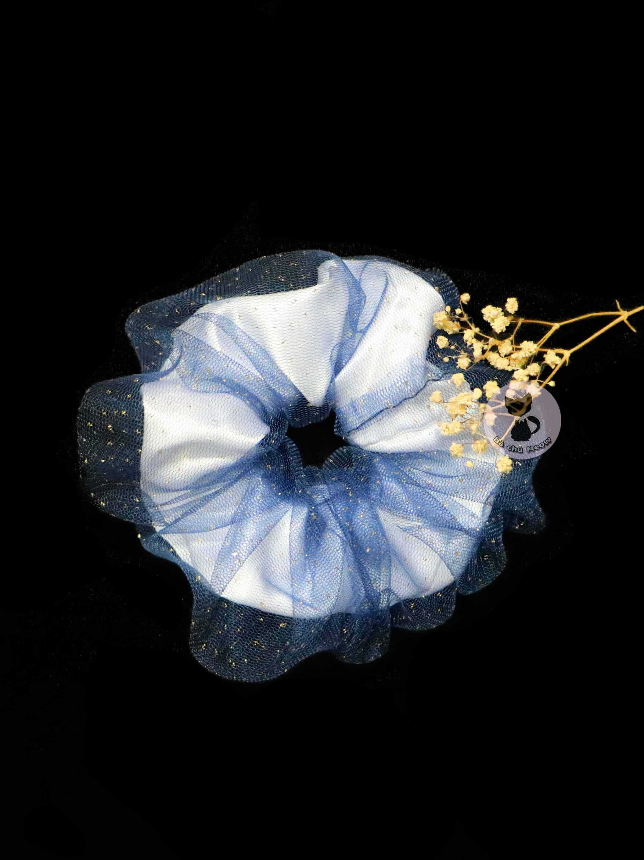 Đồ cột tóc vintage - scrunchies 2 lớp - dây cột tóc xinh