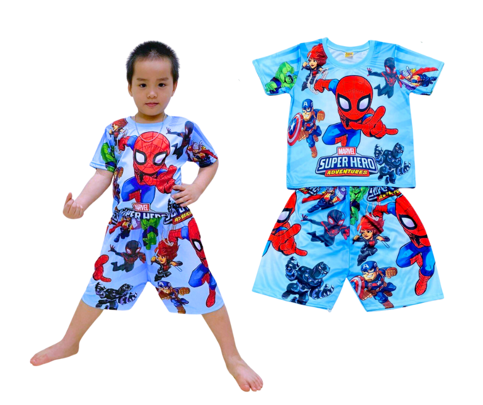 🐓quần áo bé trai - quần áo siêu nhân cho bé trai từ 1 tuổi đến 8 tuổi, vải 3d siêu mát 🐓