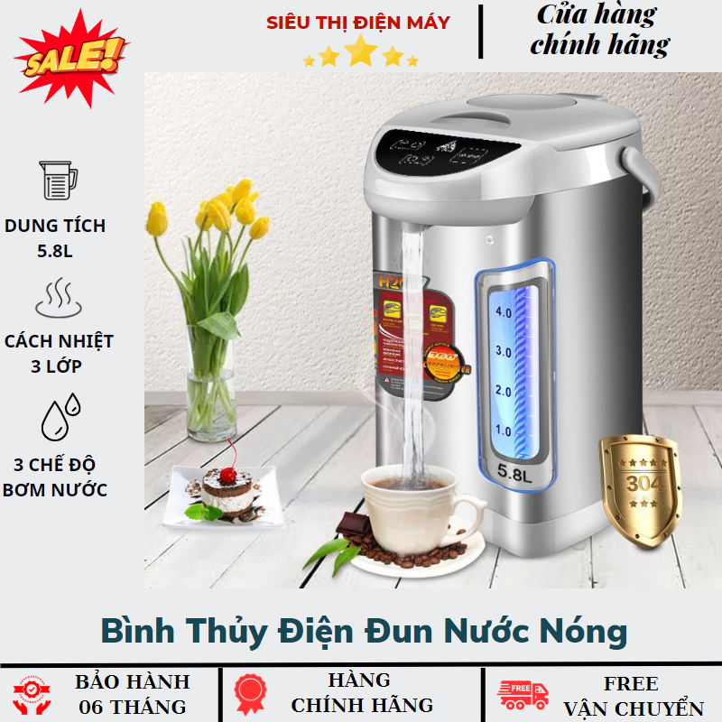 Bình thủy điện đun nước nóng 5.8l electric pot - phíc đun nước nóng công nghệ nhật bản - bình đun nước siêu tốc