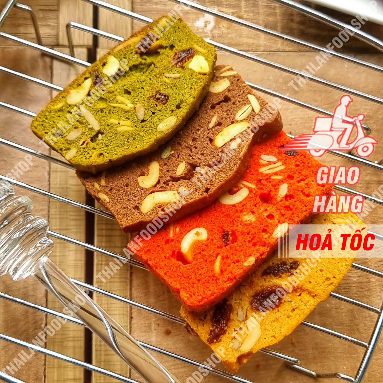 Bánh Biscotti Nguyên Cám Ngủ Cốc Mix Vani, Chocolate, Dâu Tây & Trà Xanh - Lon 300gr