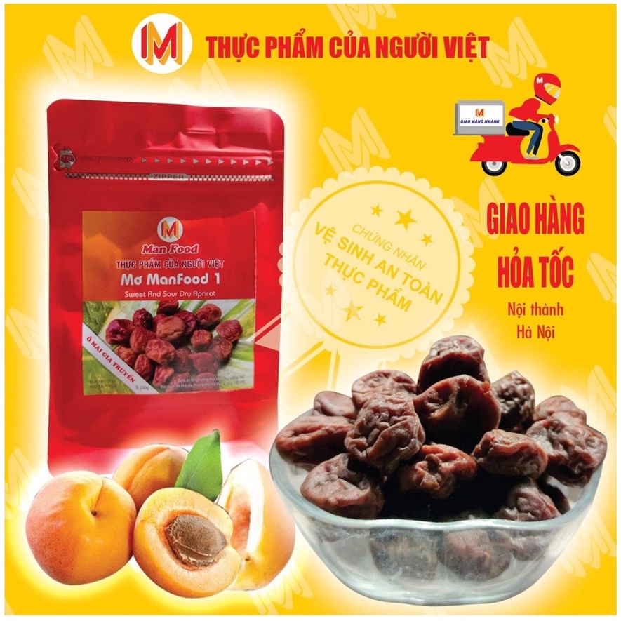 Omai mơ sấy dẻo chua ngọt nguyên chất omai mơ manfood1 có hạt⚡️⚡️ túi zip nhật 250gram ăn vặt hà nội