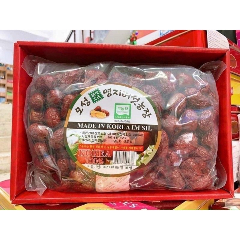 Táo 3 sọc táo đỏ thượng hạng sấy khô hàn quốc, hộp 1kg- quà tết- nấu chè dưỡng nhan