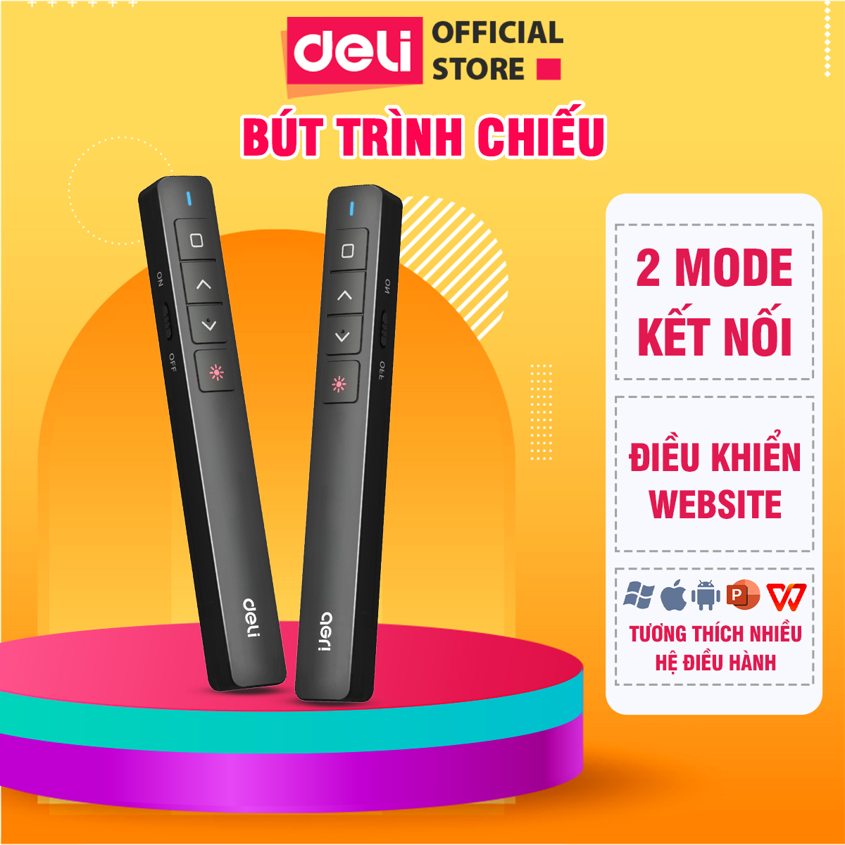 Bút Trình Chiếu ES001 Deli Bút Chỉ Kết Nối USB Chiếu Xa 100M Đèn Laser Đỏ Hỗ Trợ Thuyết Trình Giảng Dạy