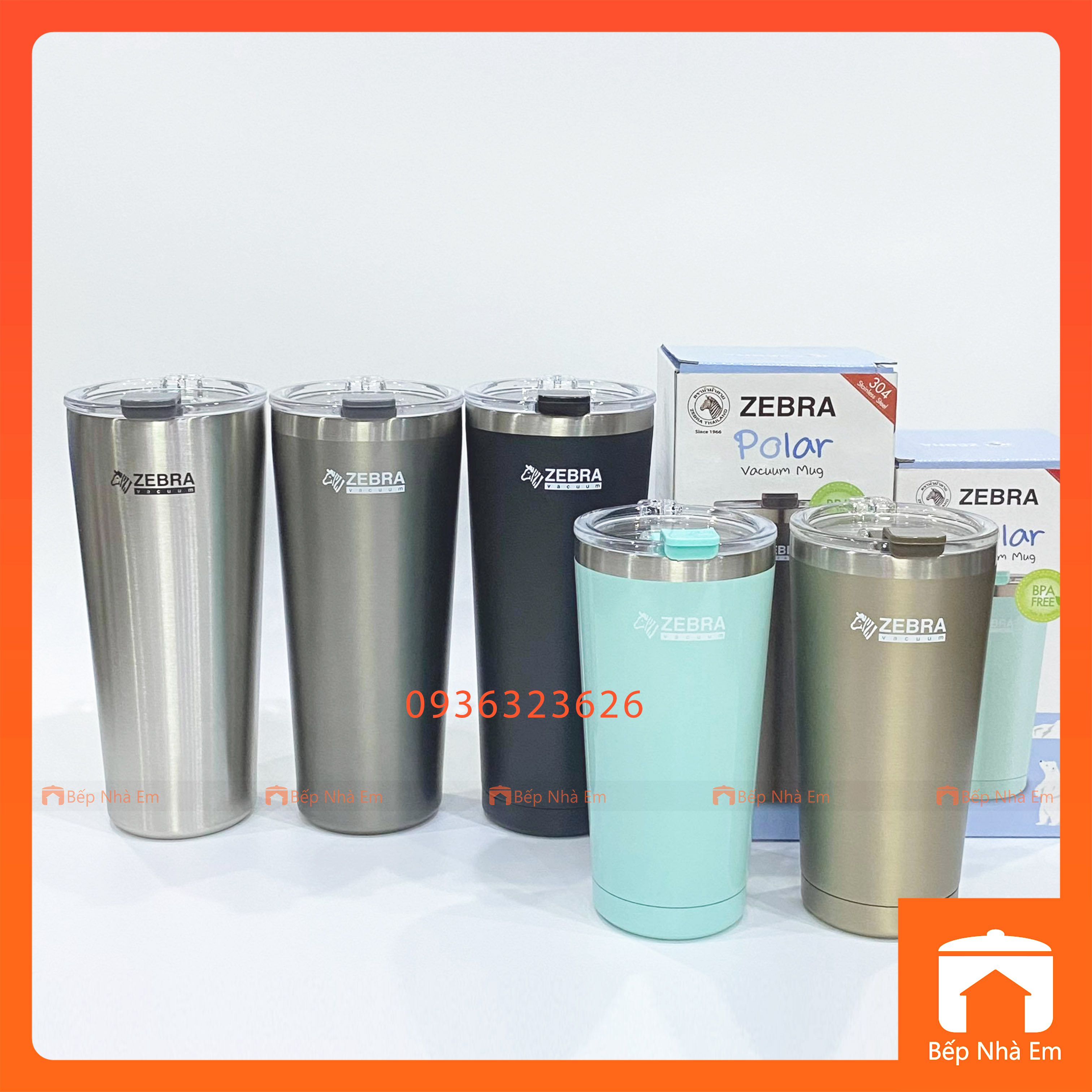 Ca Giữ Nhiệt ZEBRA Polar 0.58L Có Túi Xách (Inox 304) - 112701. Nhập Khẩu Thái Lan