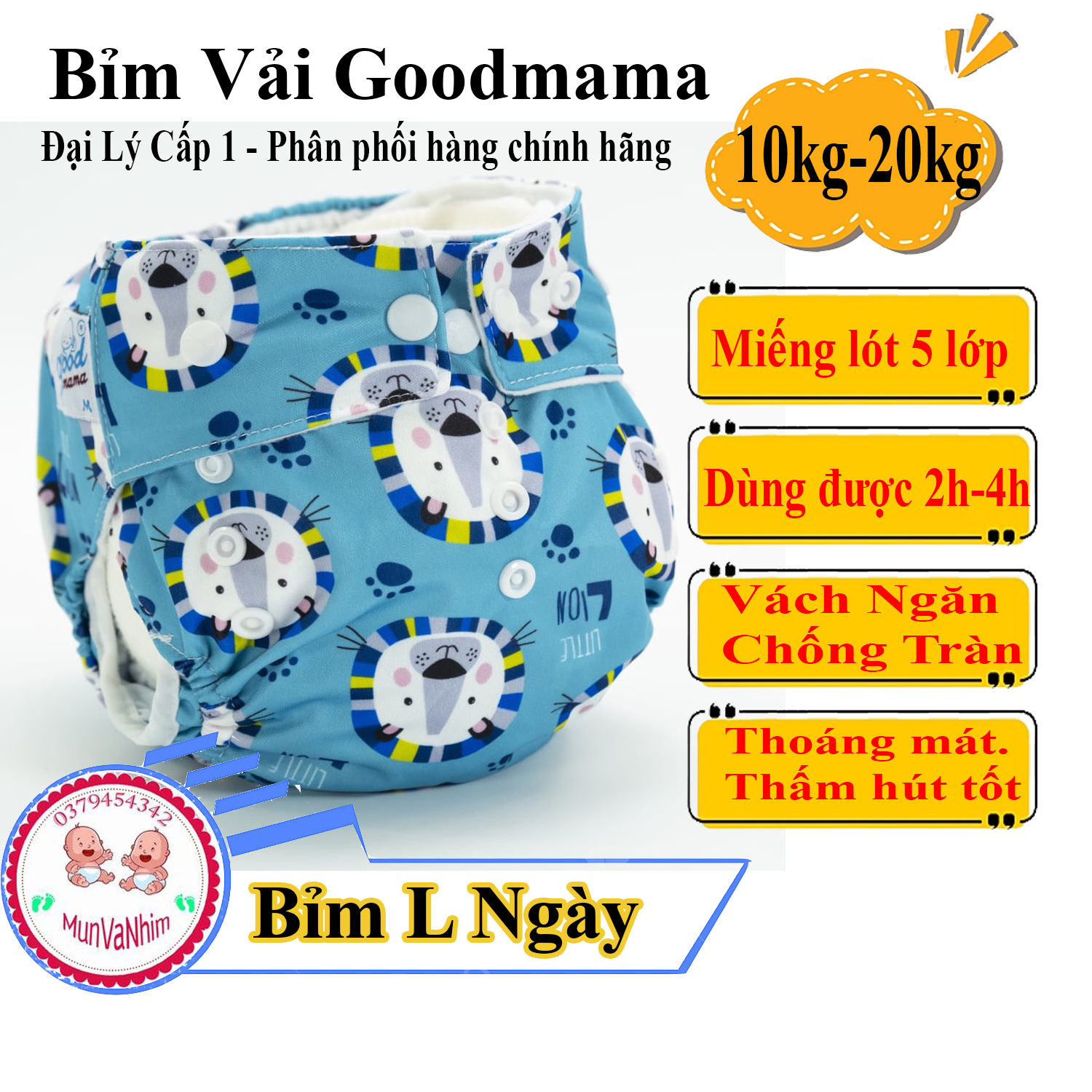 Combo 1 bỉm ngày 1 bỉm đêm size m cho bé 4-12kg