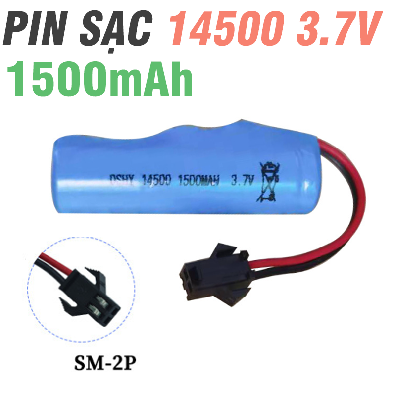 Pin sạc 14500 3.7v dung lượng cao 1500mah /1000mah /800mah dùng cho xe điều khiển từ xa đầu nối SM-2