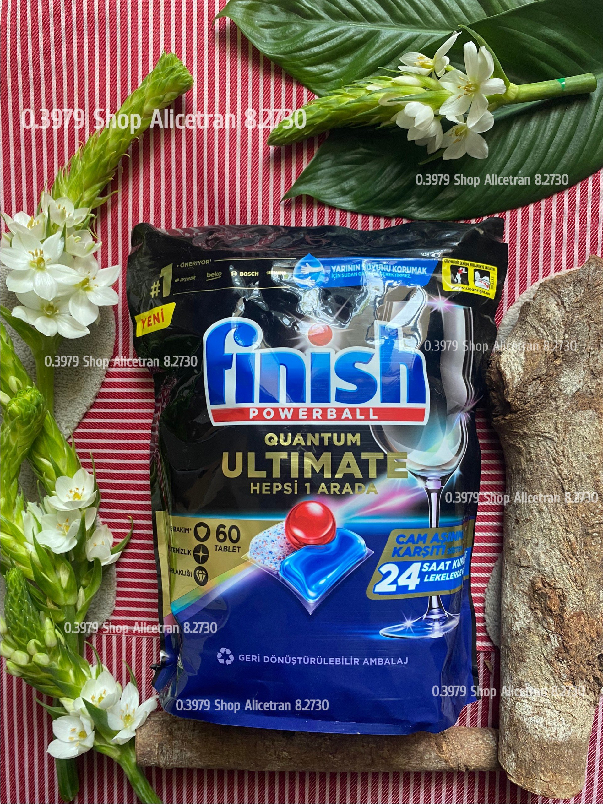 60 Viên rửa Finish Quantum Ultimate - Túi 60 viên/ Finish Powerball Finish Quantum Ultimate Dishwasher Tablets 60 pack