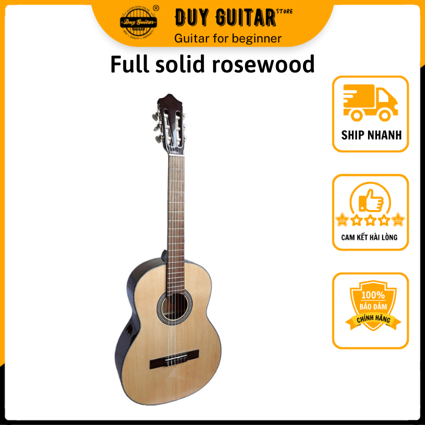 Đàn guitar classic size lớn có ty DC120 NAT ghitar cổ điển cho âm ấm áp cần đàn thẳng và action thấp êm tay- Duy Guitar Store