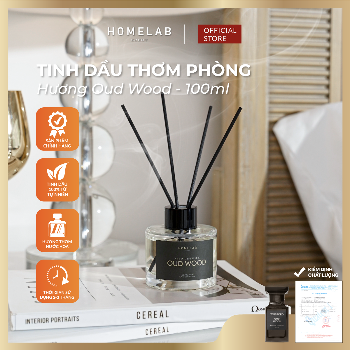 Tinh dầu thơm phòng mùi nước hoa oud wood - tomford, tinh dầu khuếch tán cấp mùi hương gỗ độc tôn 100ml_homelab scent