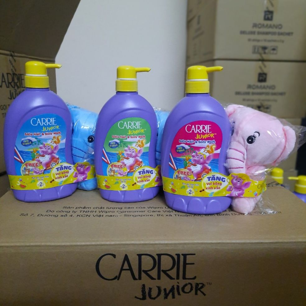 [HCM]Tắm gội toàn thân Carrie Junior 700g tặng bé voi xinh xắn