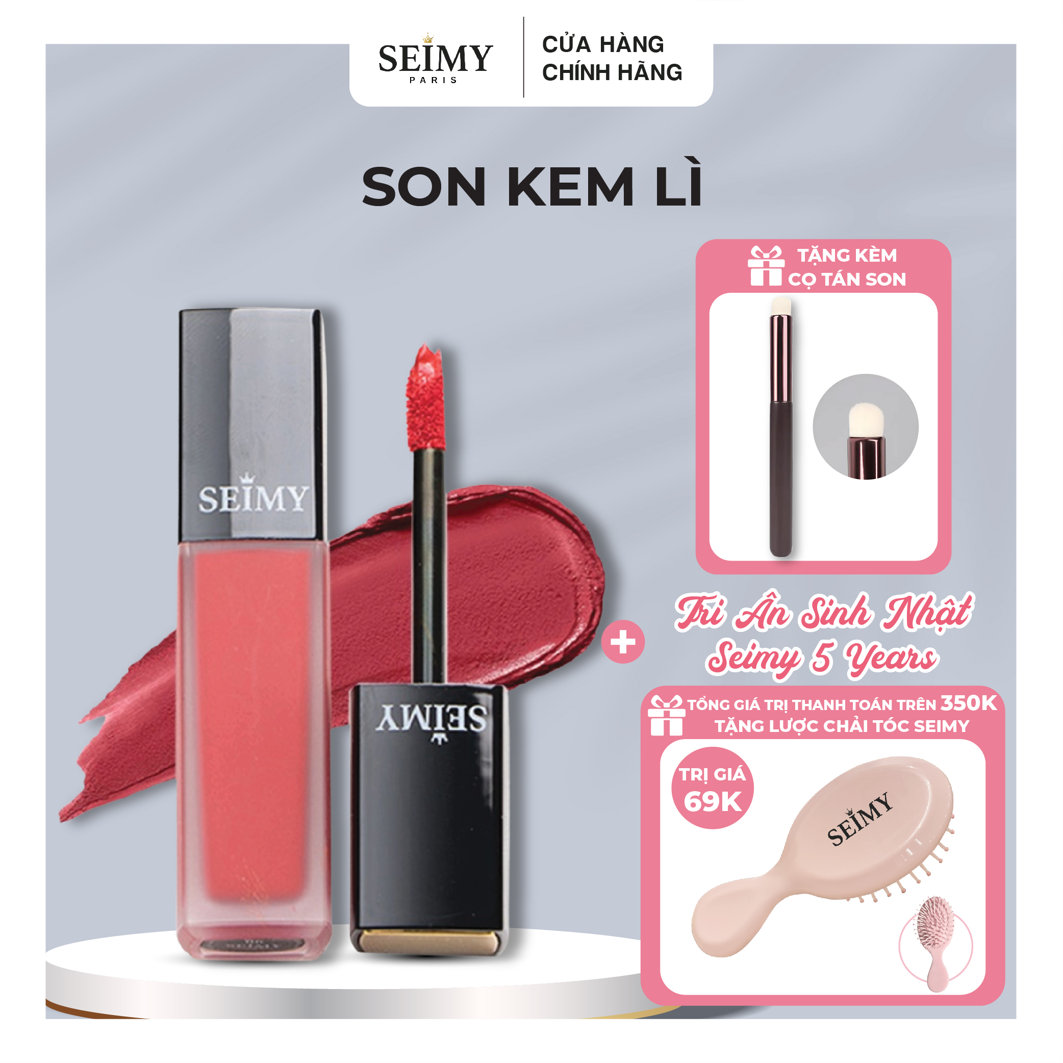 Son kem lì seimy - princess lipstick matte - son thiên nhiên an toàn cho bà bầu, kháng nước, nhiều dưỡng