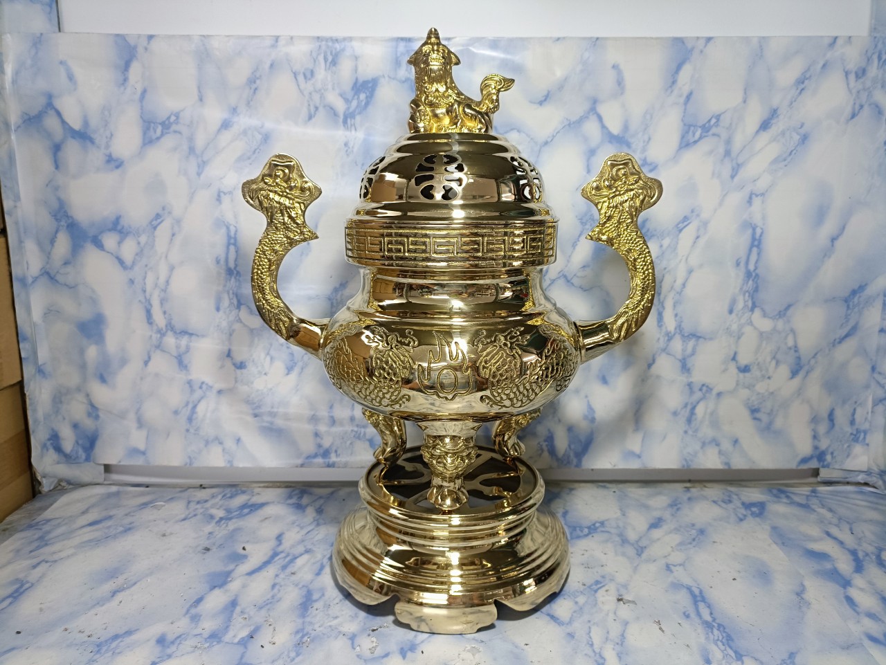 Đỉnh Lư tròn truyền thống 38cm 43cm bằng đồng
