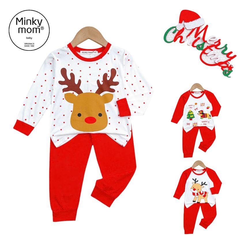  Bộ Noel dài tay thun lạnh Minky Mom cho bé 10- 27 kg TD-IN116C 