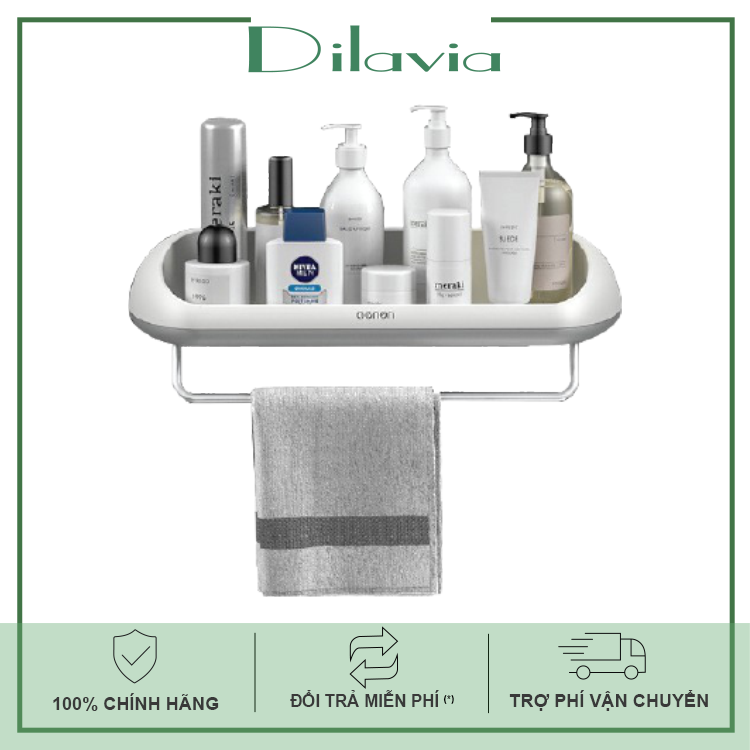 Kệ nhà tắm OENON Chính Hãng, Kệ có thanh treo khăn lắp đặt dán tường gạch men siêu chắc - Dilavia
