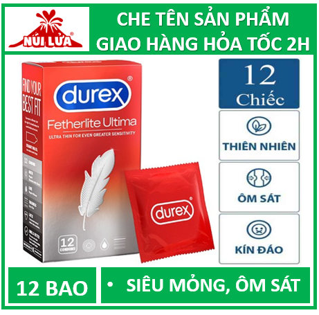 Bao cao su siêu mỏng durex fetherlite ultima hộp 12 cái